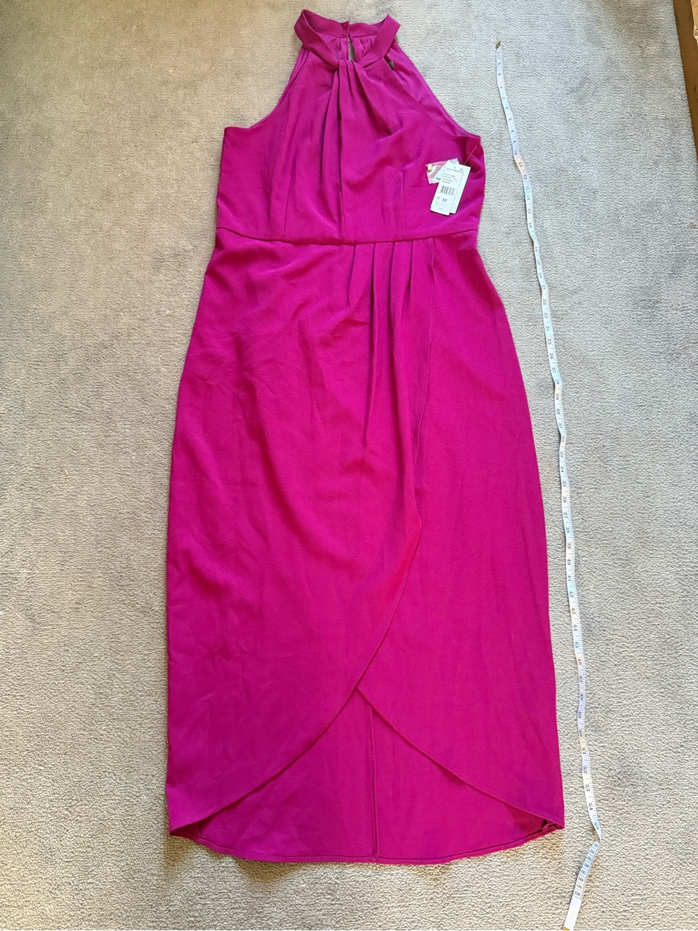 Sleeveless Halter Midi Dress in Pink Berry